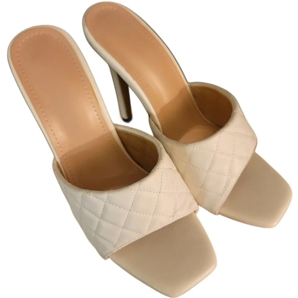 Shein Quilted Mule Heels White size 8.5 - Picture 2 of 7